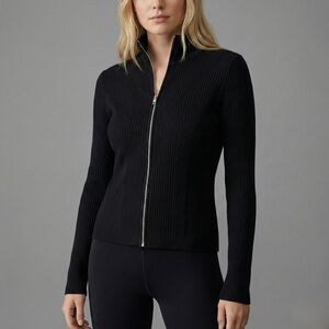 OYSHO | Black Ribbed Zip Up Cardigan Sweater Size M (Great Condition)